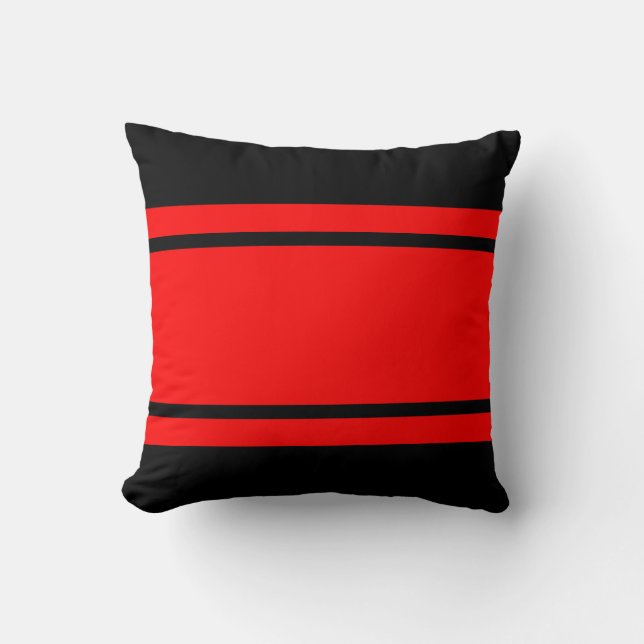 Red Black Race Stripes Add Text Throw Pillow (Front)