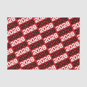 Red & Black Repeating Class Year Graduation Tissue Paper