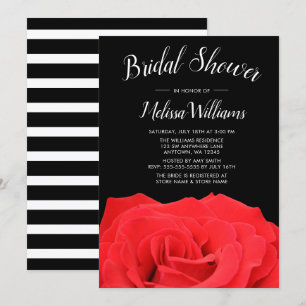 Red & Black Rose Bridal Shower Invitations