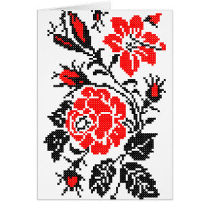 Red&Black Rose cross-stitch Russian Pattern