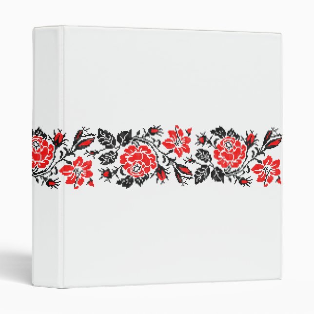 Red Black Rose cross-stitch Russian Pattern Binder (Front/Spine)