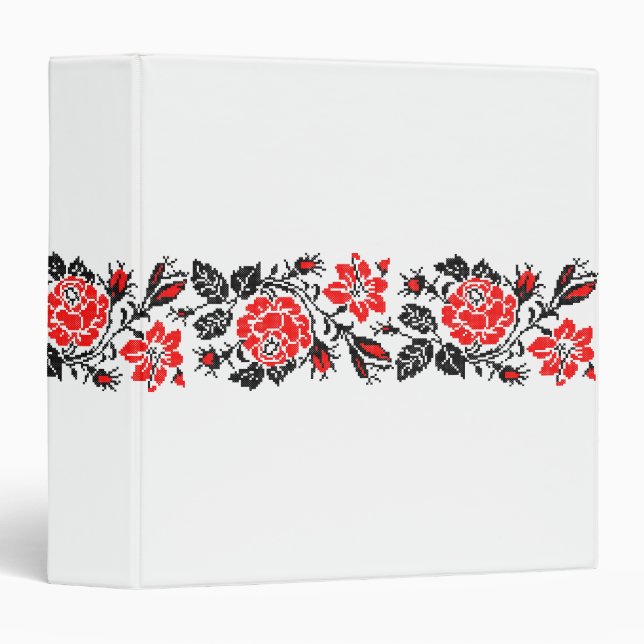 Red&Black Rose cross-stitch Russian Pattern Binder (Front/Spine)