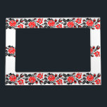 Red&Black Rose cross-stitch Russian Pattern Magnetic Picture Frame<br><div class="desc">Choose your colour and change it</div>
