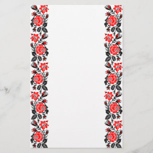 Red&Black Rose cross-stitch Russian Pattern Stationery