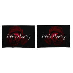 Red, black rose floral pillowcase