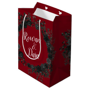 Red Black Rose Gothic Wedding Medium Gift Bag
