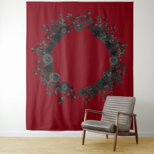 Red Black Rose Wedding Photo Back Drop Elegant Tapestry