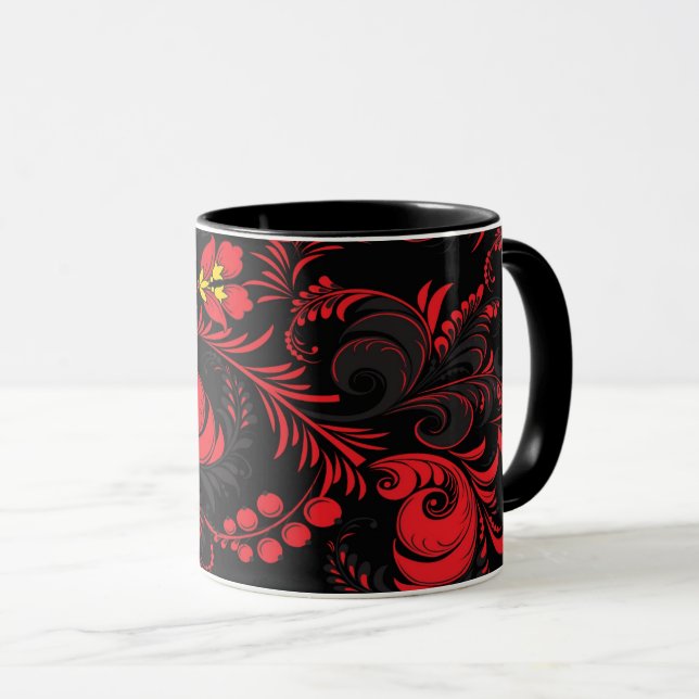 Red & Black (Russian Paleh Style) Mug (Front Right)