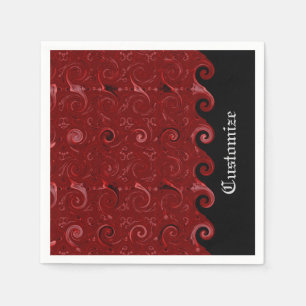 Red & Black Satin Curls Napkins