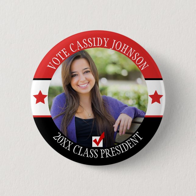 Red & Black School Election Student Body Vote 2 Inch Round Button (Front)