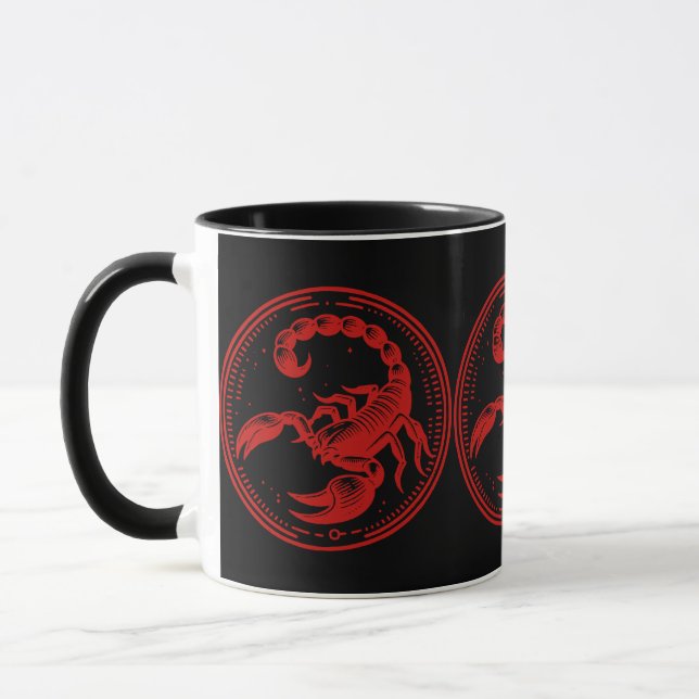 Red Black Scorpion Astrology Zodiac Sign Scorpio Mug (Left)