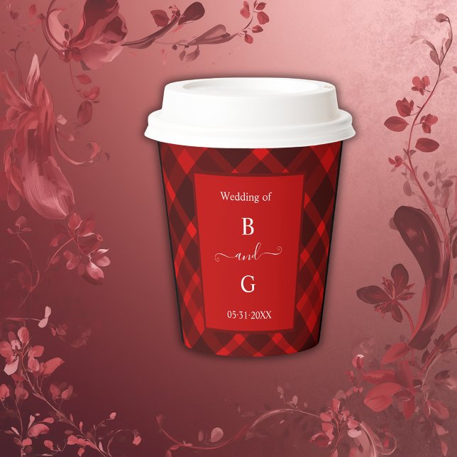 red black scottish celtic tartan wedding pattern paper cups (Creator Uploaded)