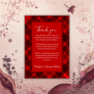 red black scottish celtic tartan wedding pattern thank you card