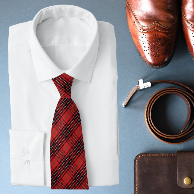 Red Black Scottish Tartan Chic Stylish Pattern Tie (Creator Uploaded)