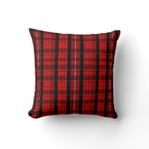 Red & Black Scottish Tartan / Plaid Holiday Pillow