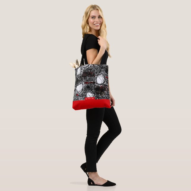 Red&Black Scribble with long carrier Tote Bag (On Model)