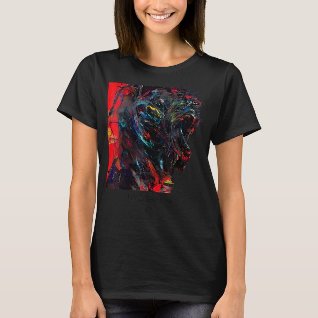 Red Black   side profile of a dog  T-Shirt (Front)