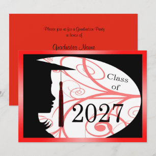 Red & Black Silhouette 2027 Graduation Party Invitation