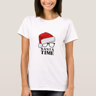 Red & Black Simple Santa Time T Shirt