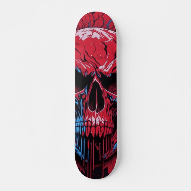 Red & Black Skull - Numb-Skulls Design  Skateboard (Front)