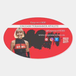 Red Black Slim Woman Sportswear  Athletic Oval Sticker