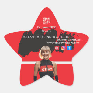 Red Black Slim Woman Sportswear Athletic Star Sticker