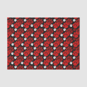 Red & Black Small Pawprints Tissue Paper