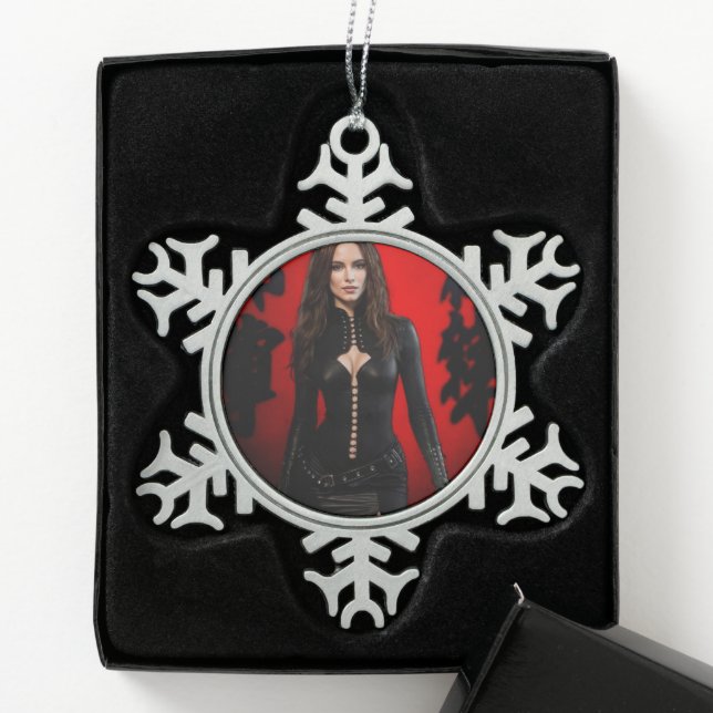 Red Black snowflake ornament (Box)