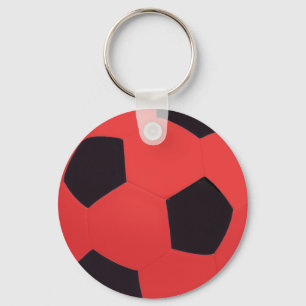 Red & Black Soccer Ball Keychain