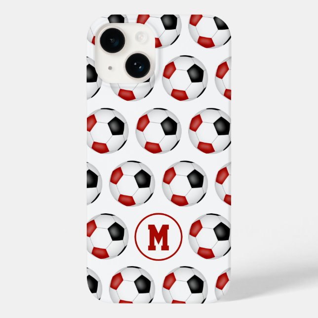 red black soccer balls sports pattern Case-Mate iPhone case (Back)