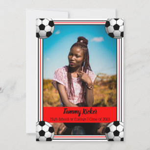 Red & Black Soccer Graduation Announcement