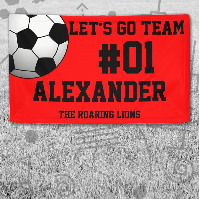 Red Black Soccer Team Banner (Red and Black Soccer Let's Go Team Banner. Celebrate your high school or college athlete.)