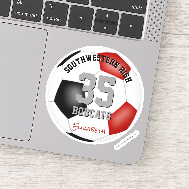 Red black soccer team colours personalized  (Detail)