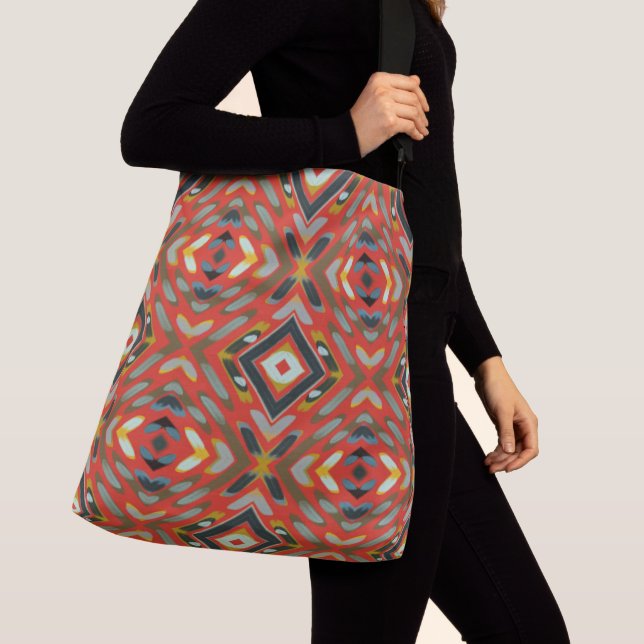 Red & Black Southwestern Unique Pattern  Crossbody Bag (Close Up)