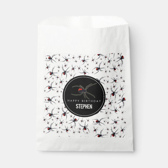 Red & Black Spider Birthday Party Theme  Favour Bag (Front)