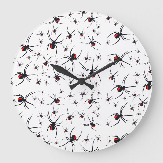 Red & Black Spider Pattern Large Clock (Front)