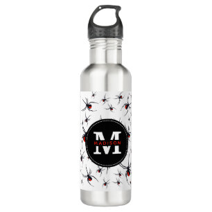 Red & Black Spider Pattern Monogrammed   710 Ml Water Bottle