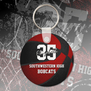 red black sports team colours gifts basketball keychain