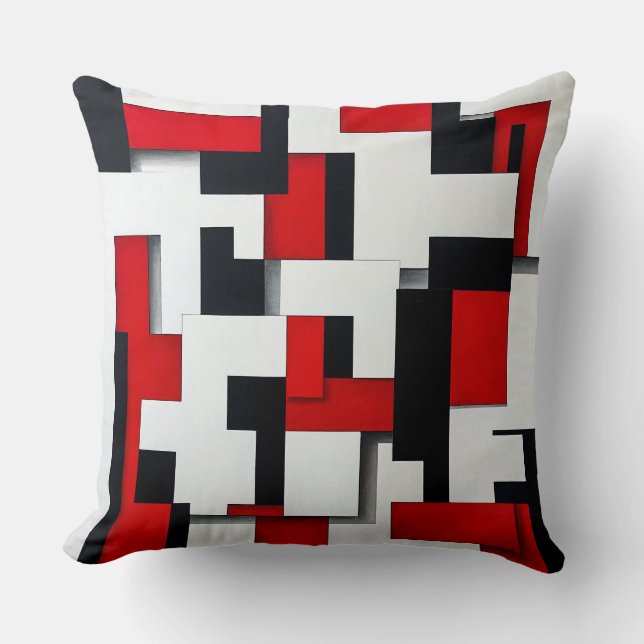 🛋️ Red Black Square Gift Modern Decor ❤️ Throw Pillow (Front)