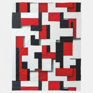 🟥 Red Black Square Pattern Cozy Home Gift 🎁 Fleece Blanket