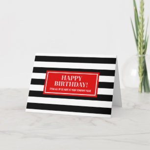 Red Black Stripes Business From Group Birthday Card