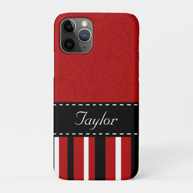 Red & Black Stripes Case-Mate iPhone Case (Back)