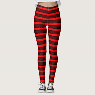 Red & Black Stripes Leggings