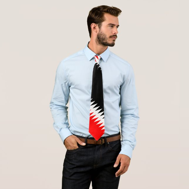 Red Black Stripes on White Tie (In Situ)