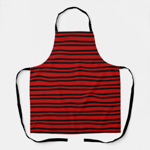Red Black Stripes Pattern Apron