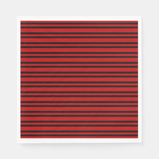 Red Black Stripes Pattern Napkin (Front)