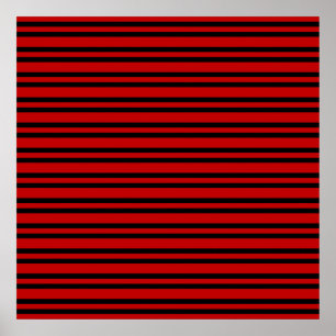 Red Black Stripes Pattern Poster