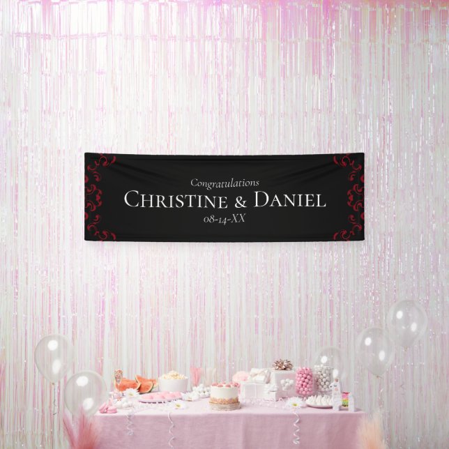 Red & Black Swirl Gothic Wedding Banner (Party)