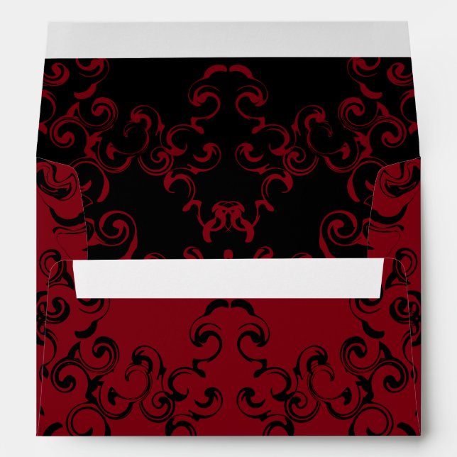 Red & Black Swirl Gothic Wedding Envelope (Back (Bottom))