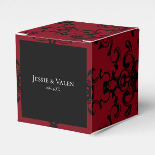 Red & Black Swirl Gothic Wedding Favor Box